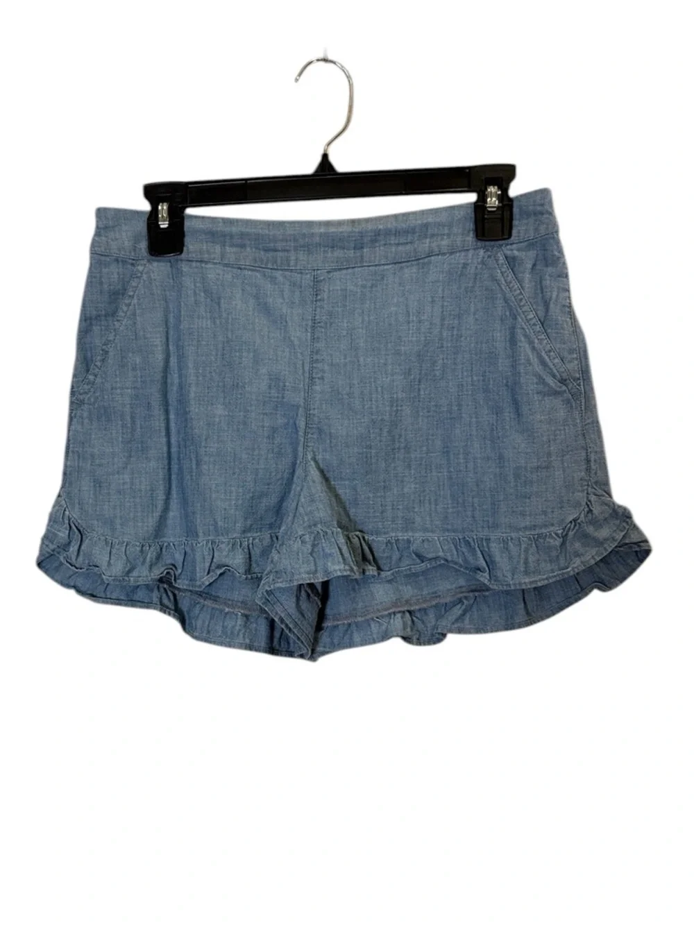 J. Crew Cotton Chambray Ruffle-Hem Preppy Cottagecore Summer Shorts Sz XS